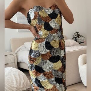 Jovani hourglass strapless mini cocktail dress - multicolor sequin size 0